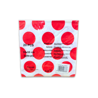 20 SERVIETTES BLANC/ROUGE MODUS VIVENDI 33x33CM