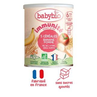 Babybio 5 Céréales Immunité Banane Pomme 220g