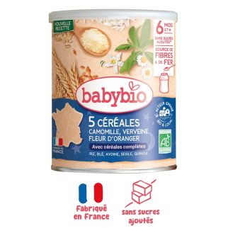 BabyBio Céréales verveine fleur d’oranger Camomille 6mois+