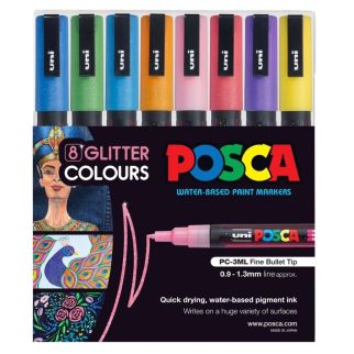 8 Marqueurs Posca Glitter 0.9-1.3 mm
