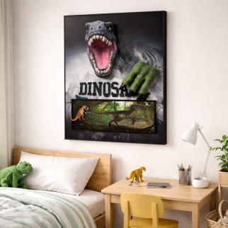 Tableau Dinosaure 3D 60x80 cm – Décoration Murale T-Rex Moderne