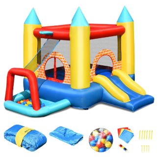 Château Gonflable 4en1 avec Toboggan et 30 balles - Happy Hop