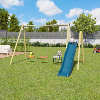 Portique Balançoire et Toboggan Techwood Harmonie Amily – 3 Postes de Jeux