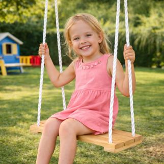 Balançoire en Bois pour Enfants – Hauteur Réglable – Usage Extérieur