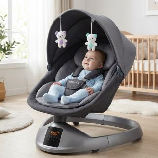 Balancelle Bébé Électrique Grise – Siège Berçant Confort