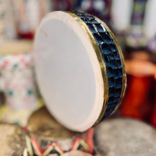 Bendir Marocain Traditionnel, Tambour sur Cadre avec Peau Synthétique et Cordes de Tension