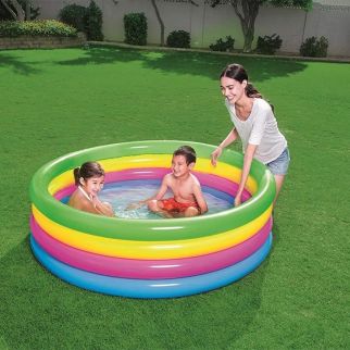Piscine Gonflable Arc-en-Ciel Bestway 157 cm - 4 Anneaux Colorés