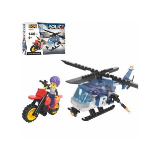 Bloc de Construction Hélicoptère ET Moto 148pcs - Police