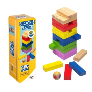 Block & Block Jeu en Bois avec Boîte Métal – Cayro