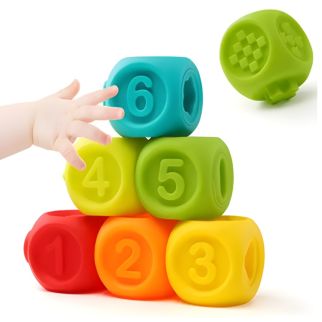 Cubes Sensoriels Montessori pour Bébé - Lot de 10 Blocs Souples