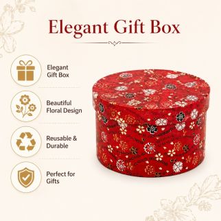 Boîte Cadeau Ronde 24 cm, Motif Floral Élégant | coffret Cadeau Réutilisable