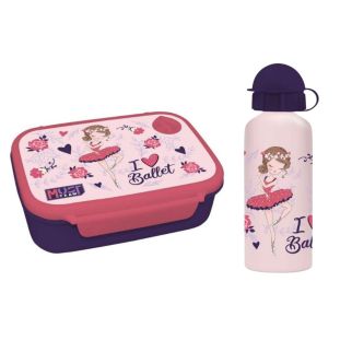 Set repas enfant "I Love Ballet", boîte à manger et gourde rose pour l'école
