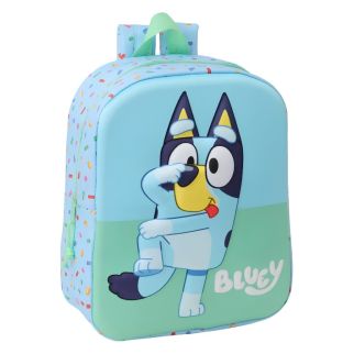 Safta – Sac à dos 3D Bluey, cartable enfant coque rigide bleu et vert – 622589011