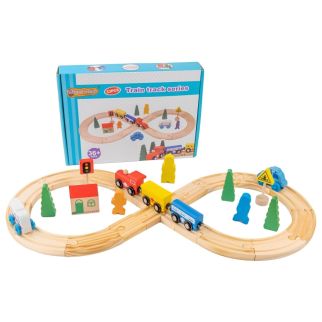 Circuit de Train en Bois 33 Pièces – Jeu de Construction Enfant