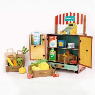 Clementoni Mini Market – Kit de Loisir Créatif en Carton à Assembler et Décorer (4+)