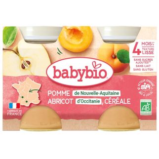 Petit pot de compote Pomme, Abricot et Céréales 2x130g