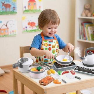 Cuisine Enfant 52 Pièces – Set de Cuisine avec Ustensiles et Aliments