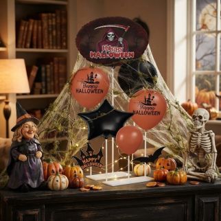 DISPLAY ET TIGE 6 BALLONS HAPPY HALLOWEEN - Boland