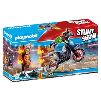 Playmobil Stuntshow Pilote moto et mur de feu