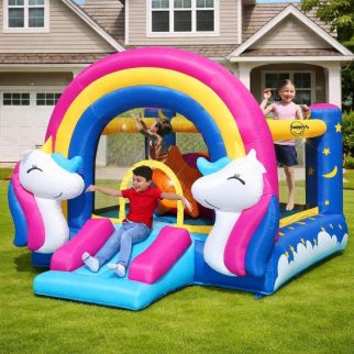 Château gonflable Fantasy Unicorne - 335 x 265 x 215 cm Happyhop