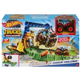Mattel Hot Wheels – Coffret Monster Trucks Arena Smashers Défi Rhinomite, camion de Destruction – HTP18