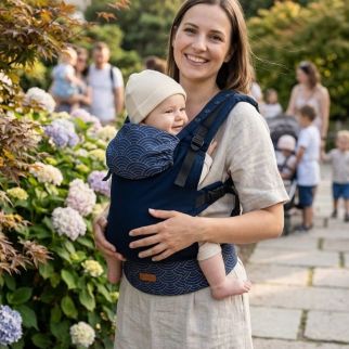 MOMI COLLET Porte-bébé avec Capuche d'un Appui-tête - Bleu marine