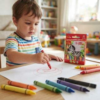 Funbo – Crayons de cire 12 couleurs, Jumbo crayons pour enfants – FO-CR-12