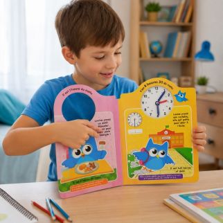J’apprends les heures, Livre éducatif avec horloge pour apprendre à lire l’heure