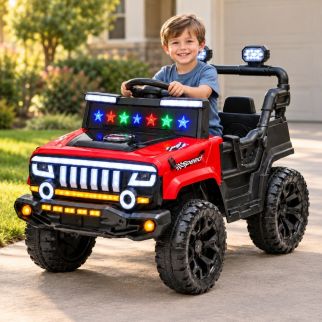 Jeep Électrique 4x4 pour Enfant – Batterie 12V, 4 Moteurs et LED Multicolores
