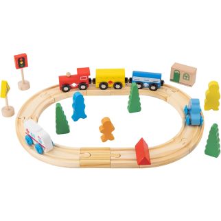 Circuit de Train en Bois 33 Pièces – Jeu de Construction Enfant