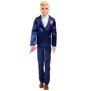 Poupée Ken Marié Barbie – Tenue de Smoking Bleu Marine, Nœud Papillon et Accessoires de Cérémonie