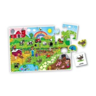 Clementoni Les Mots de la Ferme - Puzzle Éducatif Tactile et Cartes de Nomenclature (2-4 ans)