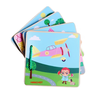 Livre de Lecture En Bois Véhicules - Manchot