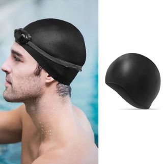 Mesuca – Bonnet de bain Lycra Homme & Femme, noir Unisexe, Extensible & Confortable pour natation – M4041
