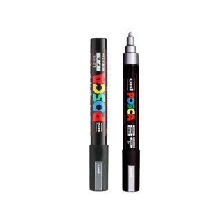 Posca – Marqueur argent, Pointe moyenne 1.8-2.5 mm, Encre métallisée