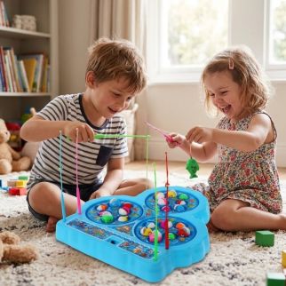 Jeu de Pêche Électrique avec 3 Étangs Rotatifs