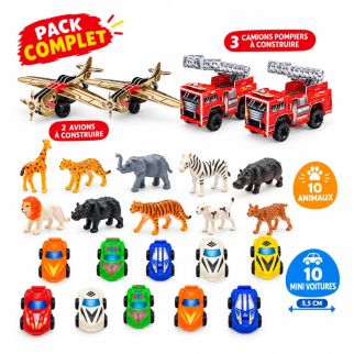 Pack Aventures : 25 Jouets Éducatifs & Créatifs (Véhicules, Puzzles 3D, Animaux de la Savane)