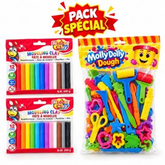 Kit Pâte à Modeler Complet – Atelier outils + 24 bâtons Kiddy Clay