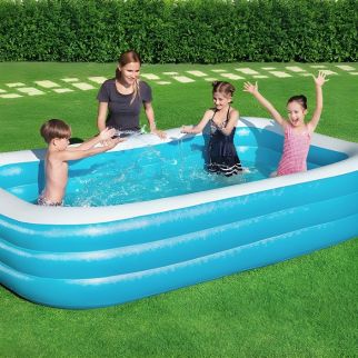 Piscine Gonflable Familiale 3.05m x 1.83m x 56cm - Bassin Rectangulaire pour Jardin