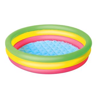 Asmodee – Piscine gonflable Bestway 102 x 25 cm, Pataugeoire 3 anneaux avec fond matelassé – 51104