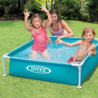 Piscinette Carrée Intex 122 cm - Structure Tubulaire & Bleu Turquoise