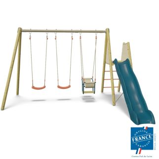 Portique Balançoire et Toboggan Techwood Harmonie Amily – 3 Postes de Jeux