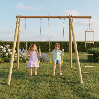 Portique Techwood Premium PIKI 1,90 m – Structure Bois & Poutre Métal, 3 Activités, Origine France