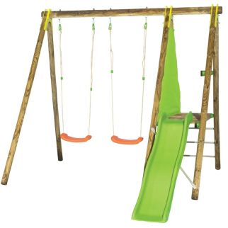 Portique en bois Topwood DANI - 2 balançoires + Toboggan - Trigano