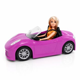 Poupée Anlily avec voiture de Sport rose, jouet fille