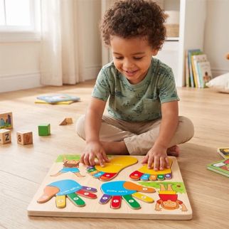 Puzzle Mains et Pieds en Bois – Jeu Éducatif Montessori pour Apprendre les Doigts, les Orteils et la Latéralité