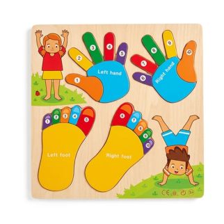 Puzzle Mains et Pieds en Bois – Jeu Éducatif Montessori pour Apprendre les Doigts, les Orteils et la Latéralité