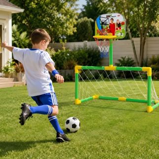 Set Sport 2 en 1 – Panier de Basket et But de Football avec Ballons