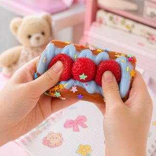 Squishy Biscuit Fraise Anti-Stress 8 cm – Jouet Soft Slow Rise
