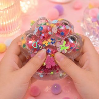 Squishy Patte Anti-Stress Kawaii – Glitter Transparent Ultra Moelleux